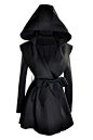 Slim Hooded Black Trench Coat