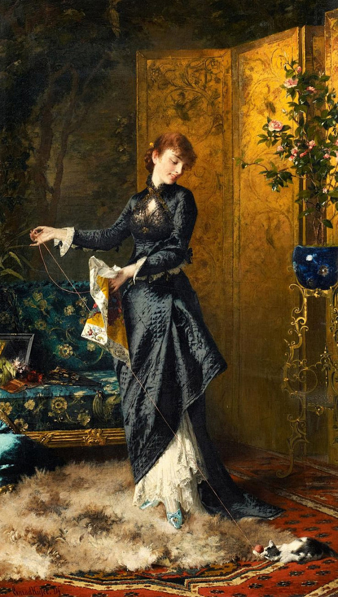19世纪德国画家conradkiesel擅长绘画细腻的年轻漂亮的女孩和妇女因此
