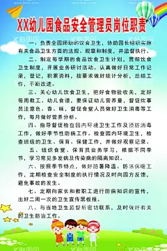 幼儿园食品安全管理员岗位职责  - 源文件下载【酷图网】幼儿园,食品安全,管理员,岗位职责,展板,海报,幼儿园制度,幼儿园展板,幼儿园海报,