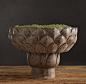 Hand-Carved Stone Lotus Bowl