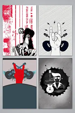 矢量手绘摇滚音乐海报背景图