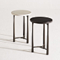 Margot Side Tables with parchment tabletops and bronze bases