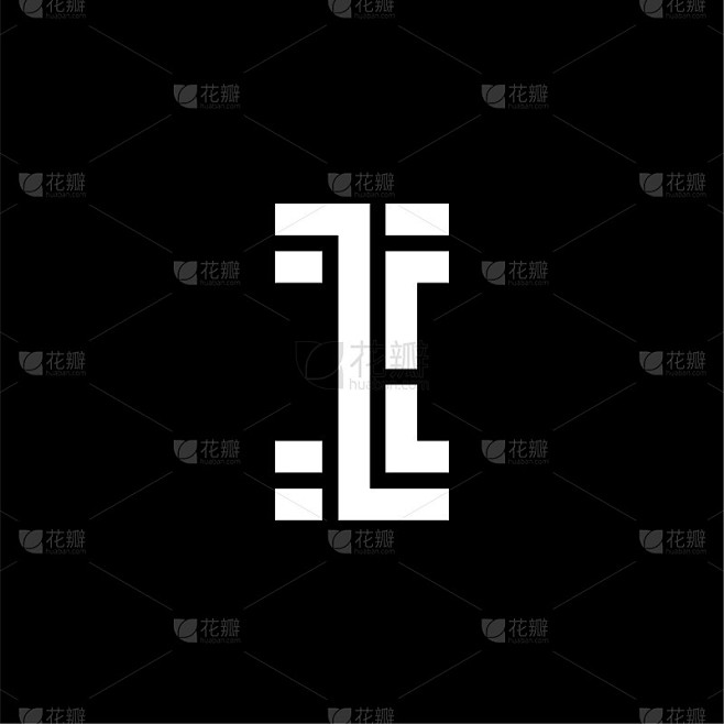 矢量双线切割标志字母I