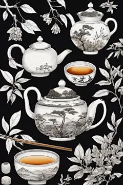 清新手绘澄澈明净的茶叶图片插画