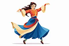 藏族人物载歌载舞少数民族插画