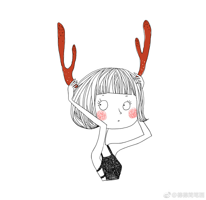 小女孩系列！ #手绘作品#（作者：@德德...