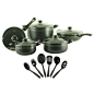 Royal Cook 16-Piece Aluminum Non-Stick Cookware Set, Grey Hammertone