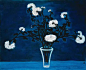 菊花与玻璃瓶，CR119，1950s，油画纤维板，73x91；常玉