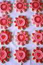 Red & Pink Sunflower Valentines Cookies