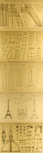 【埃菲尔铁塔设计图纸】她是无数人的梦想，今天我们从另一个视角来看看她究竟是如何建造而成的。她的设计者是法国建筑师居斯塔夫·埃菲尔。他一生中杰作累累，遍布世界，但使他名扬四海的还是这座以他名字命名的铁塔。用他自己的话说：埃菲尔铁塔把我淹没了，好像我一生只是建造了她。.jpg
