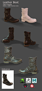 Leather Boot, Christina Ellermann : I created this boot to practise the PBR-Workflow and get used to some programs like Substance Painter and Marmoset.