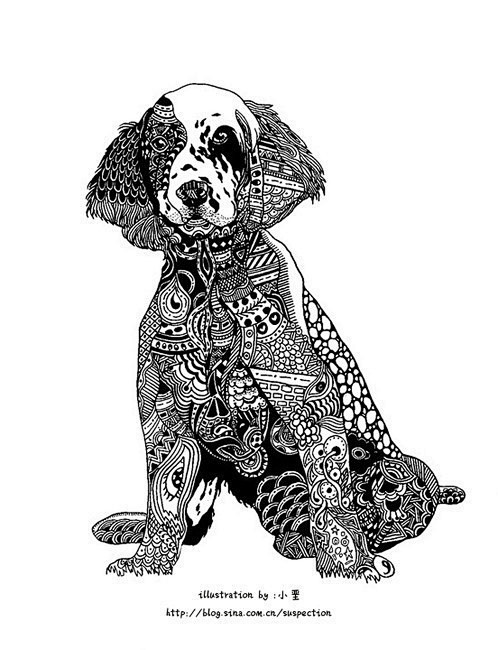一组动物的黑白插画
