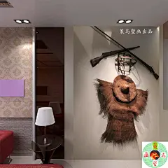 复古怀旧农村蓑衣农具壁画壁纸土菜馆 农家乐猎户农家菜玄关墙纸-淘宝网