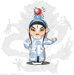 手绘卡通脸谱京剧戏剧人物免扣素材杨文广