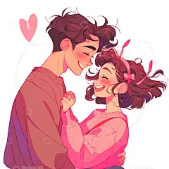 情人节情侣人物插画高清模板免费下载-趣麦麦图