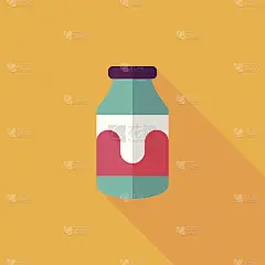 牛奶平板图标与长阴影，eps10