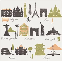 包装纹理创意世界环球旅游地标欧美旅行建筑插画AI矢量素材 (4)