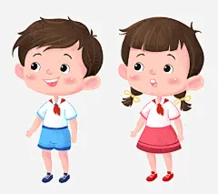儿童 男孩 女孩 卡通  插画 素材
