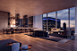 33th Floor : 3D CGI Images created for the penthouse dining area on the 33th floor in Toronto by Cosmoscube studio. Luxury interior design combined with great view.