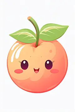 AI数字艺术拟人卡通桃子水果插画-众图网