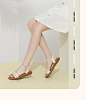 骆驼女鞋2021夏季新款低跟时尚休闲女一字带低跟凉鞋女-tmall.com天猫