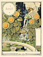 四季花园，100多年前的日历。by Eugène Grasset ​​​​