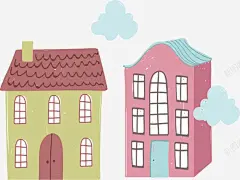 可爱手绘小房子 平面电商 创意素材