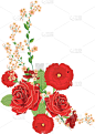 玫瑰,红色,装饰品,分离着色,婚礼,花束,矢量,复古,花