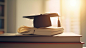 Graduation cap with books. Illustration AI Generative photo