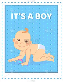 它的男孩贺卡，六个月的婴儿在膝盖上