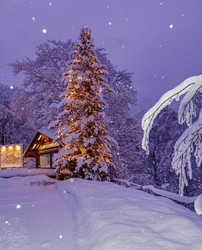 瑞士冬日的暮色 : 瑞士冬日的暮色