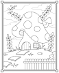 Fairy mushroom house suitable for children's coloring page vector illustration _儿童画_T2022111 #率叶插件，让花瓣网更好用_http://ly.jiuxihuan.net/?yqr=11156528#