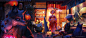 Anime 3000x1320 animals mask kimono umbrella original characters lantern food fox turtle