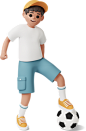 joyful boy playing football插图，PNG、SVG格式。