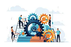 齿轮转动企业精神商务扁平风插画