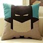 预定【超厚亚麻】卡通插画创意蝙蝠侠抱枕北欧宜家风格沙发靠垫