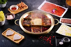 美食系列实景火锅食材九宫格火锅麻辣