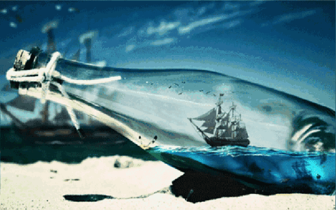 gif,漂流瓶,海,沙滩,船,水,cin...