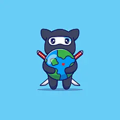 矢量图可爱卡通日本忍者猫形象吉祥物表情包插画
