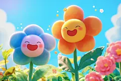 春天花朵手工模型元素