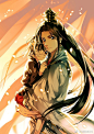 #天官赐福##墨香铜臭##花城#​ #谢怜# 太子悦神抱花图。