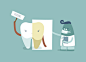漂白和黄牙，牙齿和牙齿的牙齿概念矢量图素材