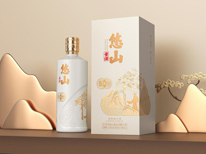 悠山酱酒 - 白酒，酱酒，酒包装，产品渲...