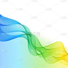 抽象透明平滑波浪水平绿色, 黄色, 蓝色 