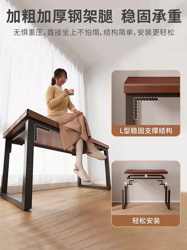 实木电脑桌台式家用简约现代松木办公桌书桌...