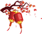 红灯笼带梅花树枝