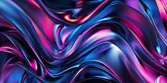 点击来源直接获取大图文件 |带有彩色波浪和曲线的抽象背景，颜色有蓝、粉、紫、黑。闪亮的玻璃纹理。未来设计元素的明亮插画。抽象壁纸，3D渲染风格