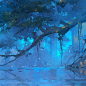 试笔刷的小练习，白梦泽--江湖夜雨-
