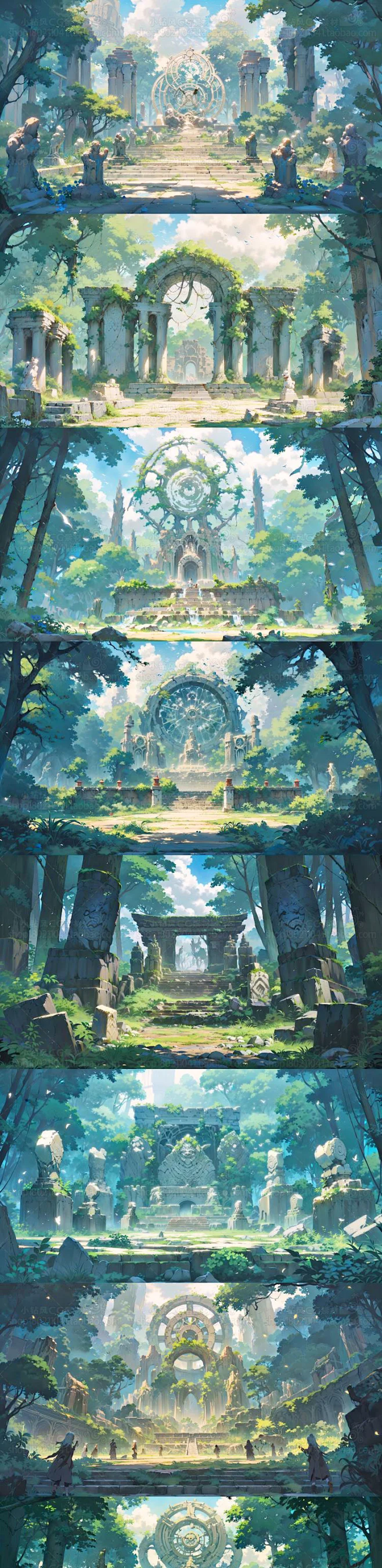 AI神庙遗迹场景素材 游戏场景概念设定参考 背景插画设计临摹图-淘宝网-花瓣网