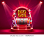 Big win slots 777 banner casino. Vector illustration 